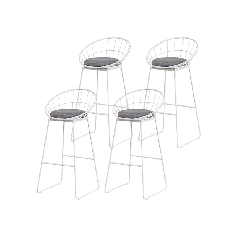 Scandinavian Upholstered Counter Chairs Bucket Barstools with Metal Legs for Home