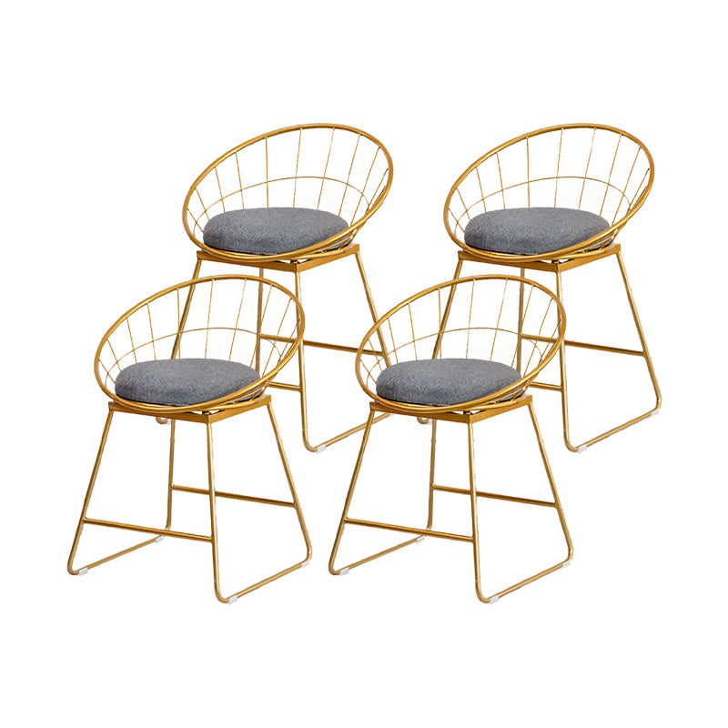 Scandinavian Upholstered Counter Chairs Bucket Barstools with Metal Legs for Home