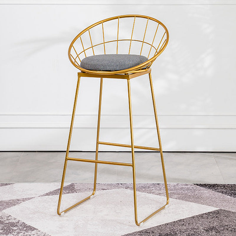 Scandinavian Upholstered Counter Chairs Bucket Barstools with Metal Legs for Home