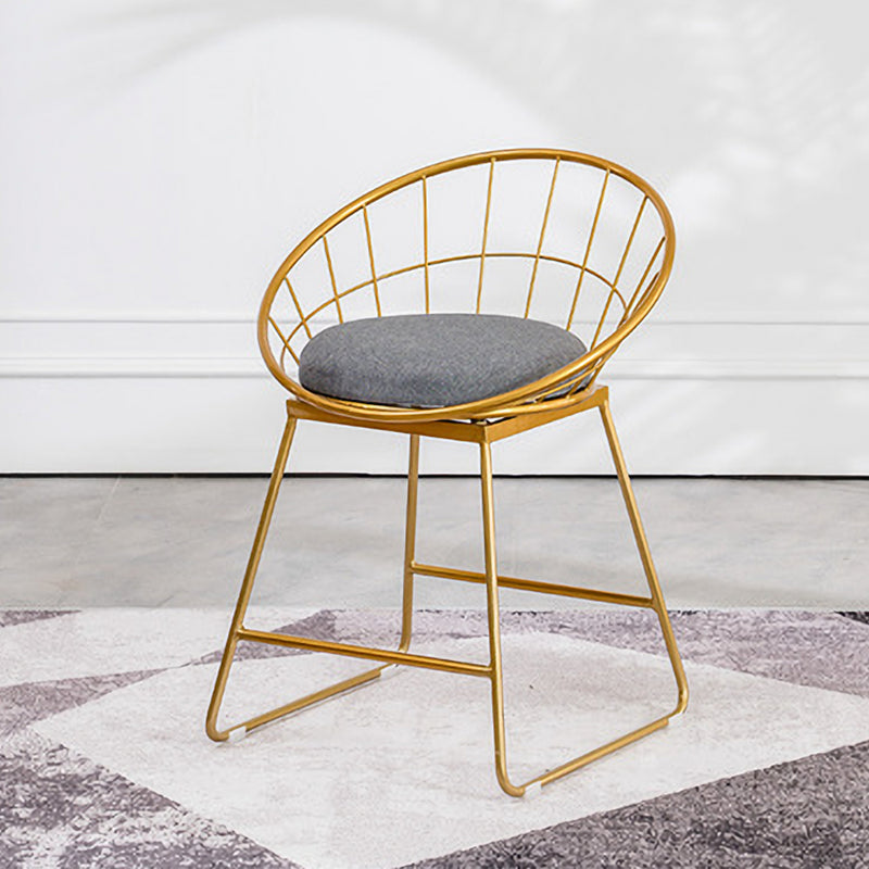 Scandinavian Upholstered Counter Chairs Bucket Barstools with Metal Legs for Home