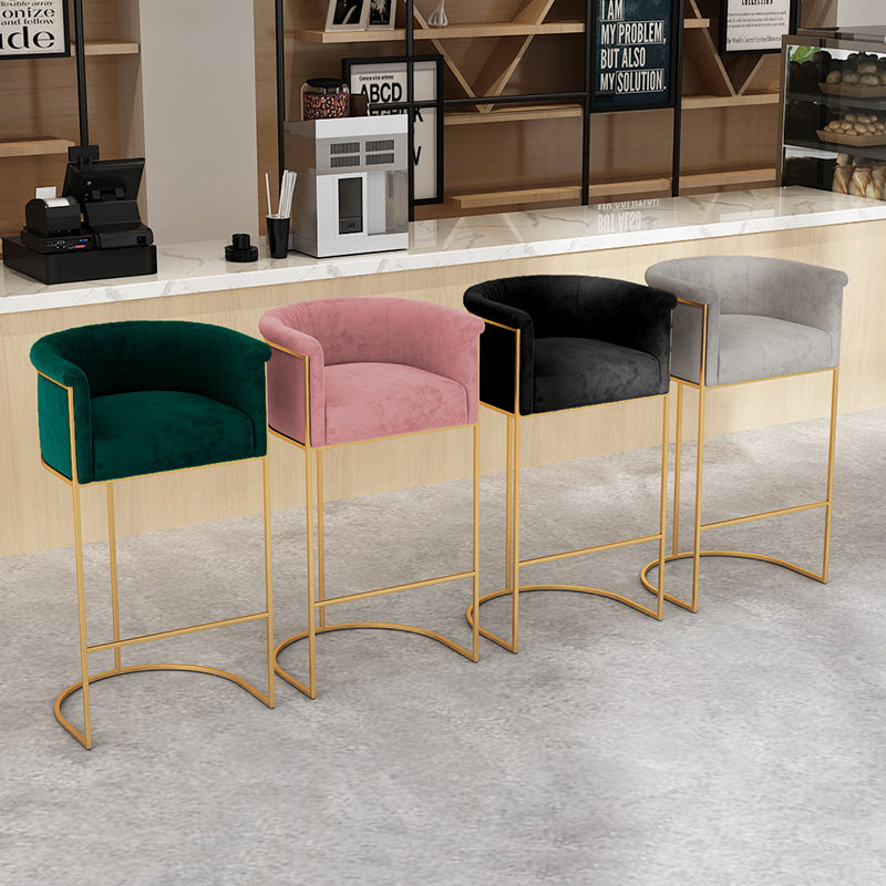 Nordic Design Upholstered Bar Stools for Home Use Luxury Low Back Round Stools