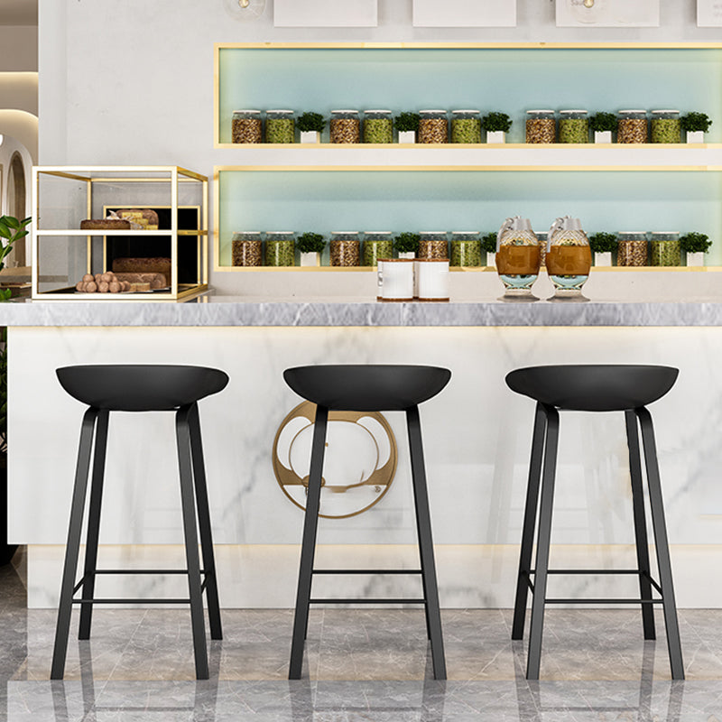 Nordic Design Bucket Low Back Stools for Home Plastic Counter Stool with Metal Legs