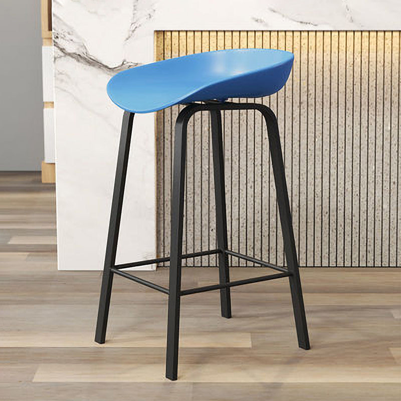 Nordic Design Bucket Low Back Stools for Home Plastic Counter Stool with Metal Legs