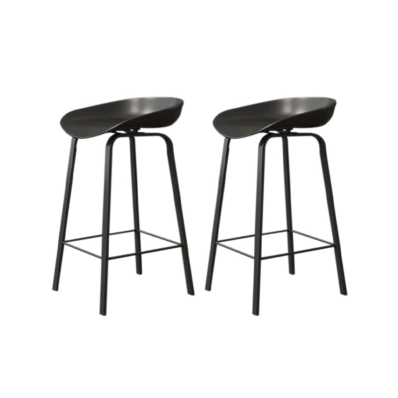 Nordic Design Bucket Low Back Stools for Home Plastic Counter Stool with Metal Legs
