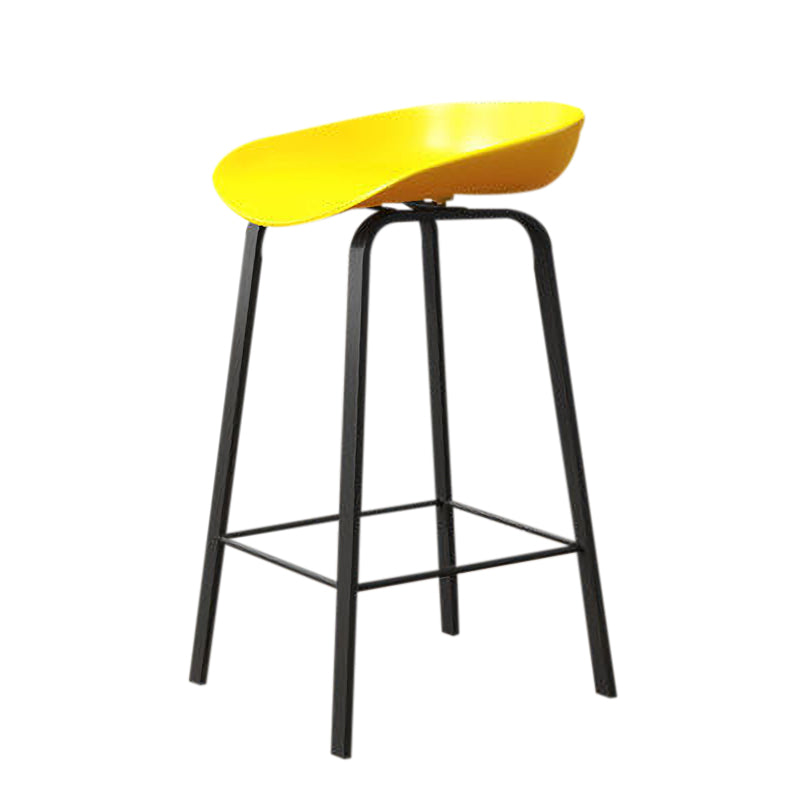 Nordic Design Bucket Low Back Stools for Home Plastic Counter Stool with Metal Legs
