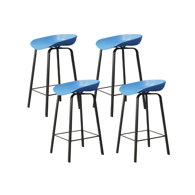 Nordic Design Bucket Low Back Stools for Home Plastic Counter Stool with Metal Legs