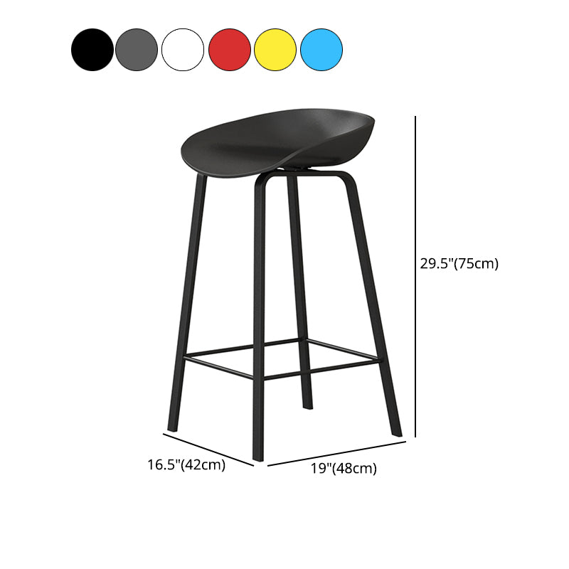 Nordic Design Bucket Low Back Stools for Home Plastic Counter Stool with Metal Legs