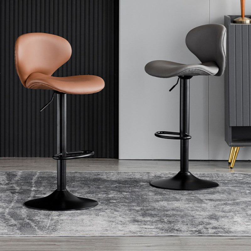 Scandinavian Matte Finish Adjustable Height Swivel Bar Stool Leather Home Stool