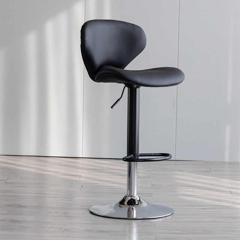 Scandinavian Matte Finish Adjustable Height Swivel Bar Stool Leather Home Stool