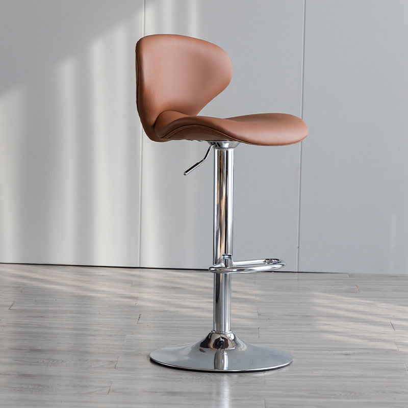 Scandinavian Matte Finish Adjustable Height Swivel Bar Stool Leather Home Stool