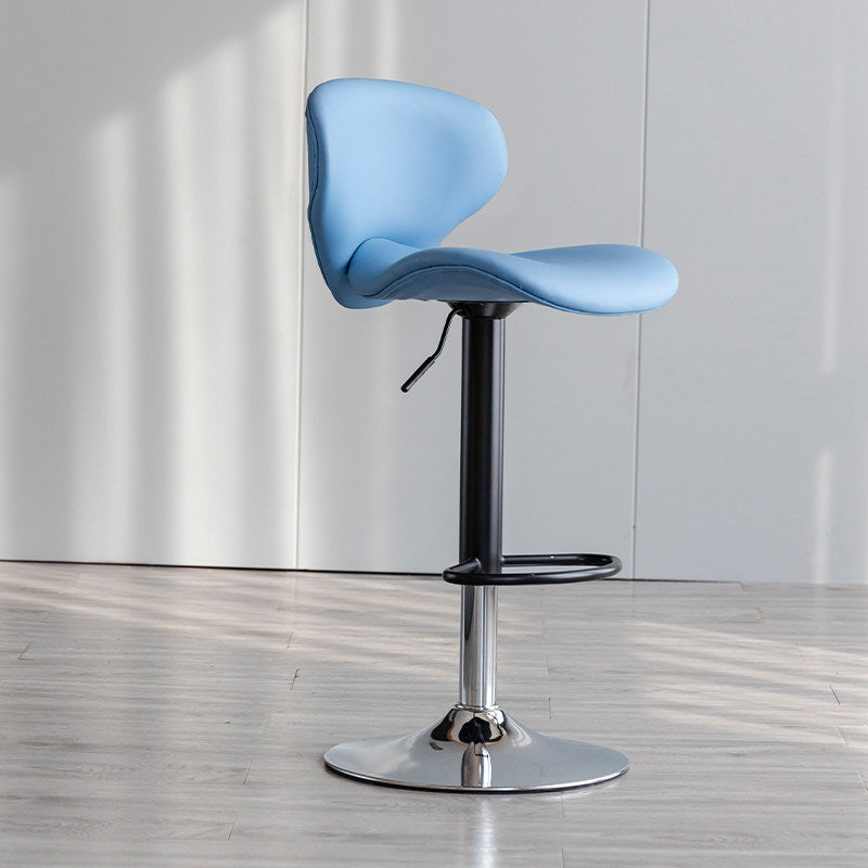Scandinavian Matte Finish Adjustable Height Swivel Bar Stool Leather Home Stool