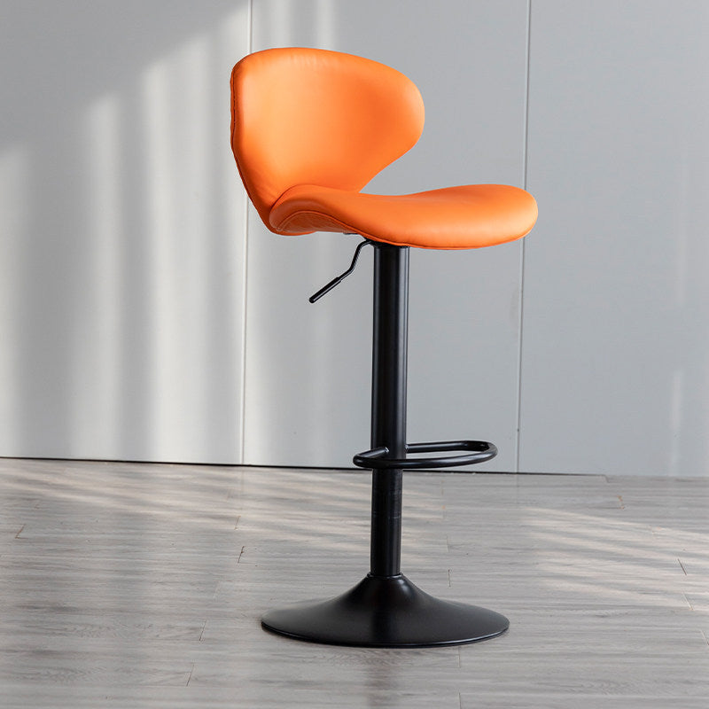 Scandinavian Matte Finish Adjustable Height Swivel Bar Stool Leather Home Stool