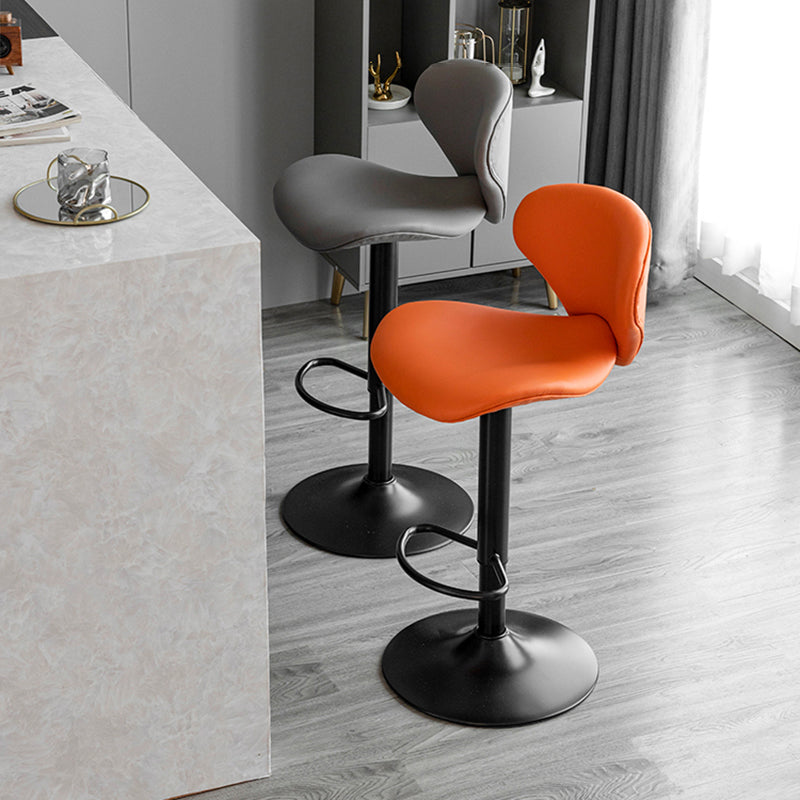 Scandinavian Matte Finish Adjustable Height Swivel Bar Stool Leather Home Stool