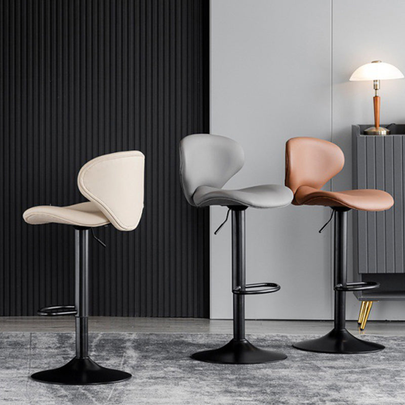 Scandinavian Matte Finish Adjustable Height Swivel Bar Stool Leather Home Stool