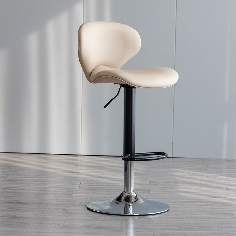 Scandinavian Matte Finish Adjustable Height Swivel Bar Stool Leather Home Stool