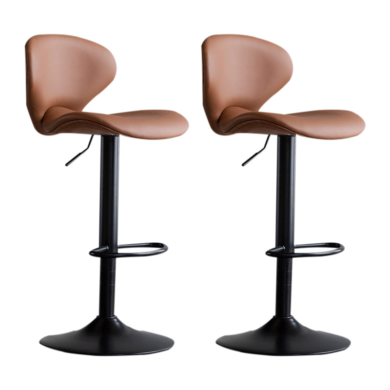 Scandinavian Matte Finish Adjustable Height Swivel Bar Stool Leather Home Stool