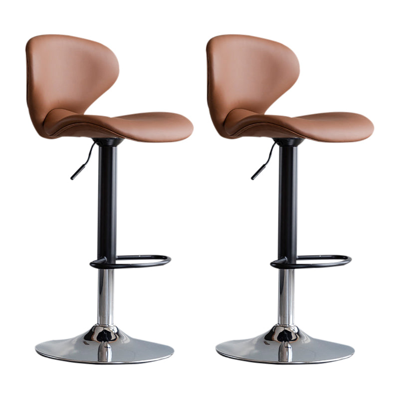 Scandinavian Matte Finish Adjustable Height Swivel Bar Stool Leather Home Stool