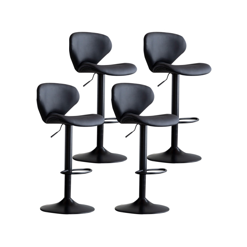 Scandinavian Matte Finish Adjustable Height Swivel Bar Stool Leather Home Stool