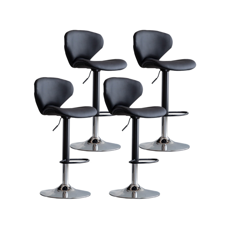 Scandinavian Matte Finish Adjustable Height Swivel Bar Stool Leather Home Stool