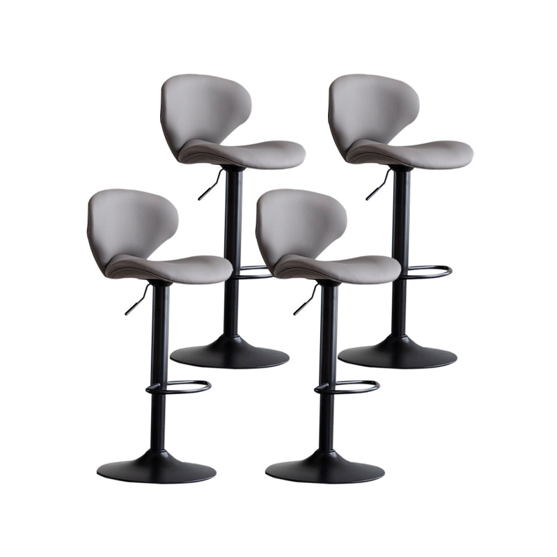 Scandinavian Matte Finish Adjustable Height Swivel Bar Stool Leather Home Stool
