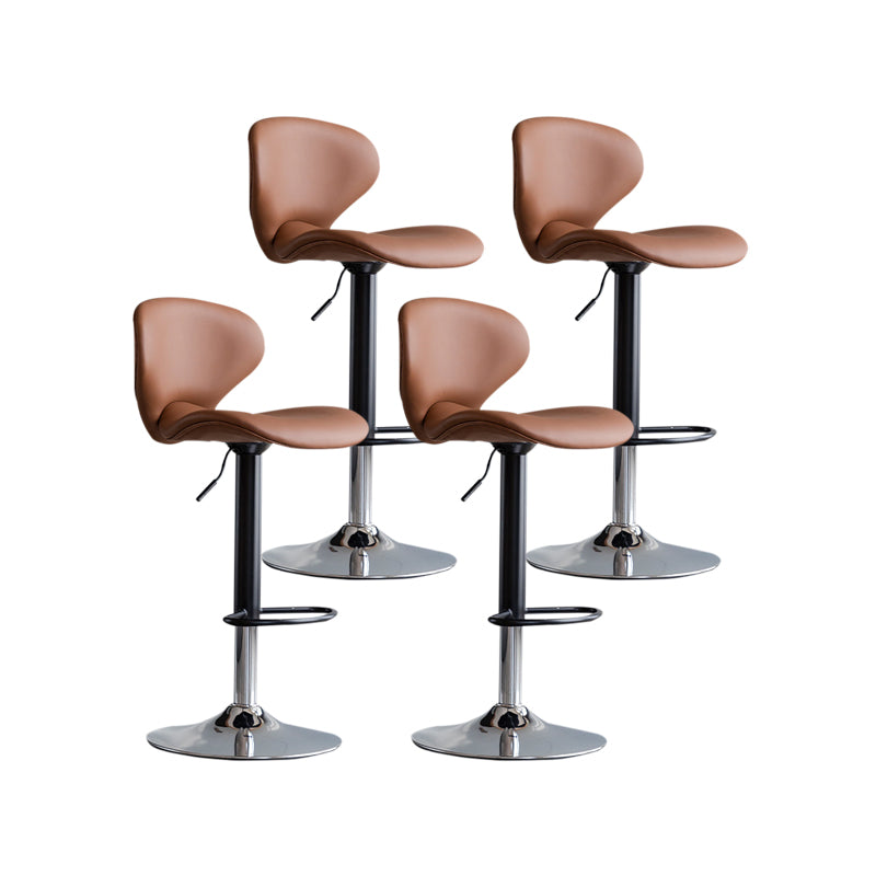 Scandinavian Matte Finish Adjustable Height Swivel Bar Stool Leather Home Stool