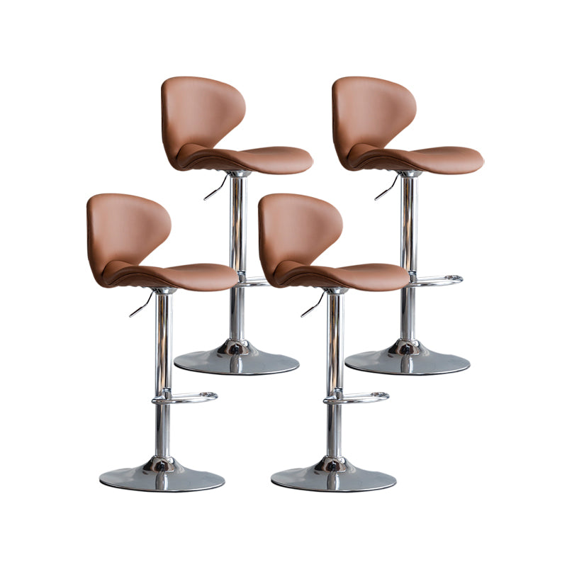 Scandinavian Matte Finish Adjustable Height Swivel Bar Stool Leather Home Stool