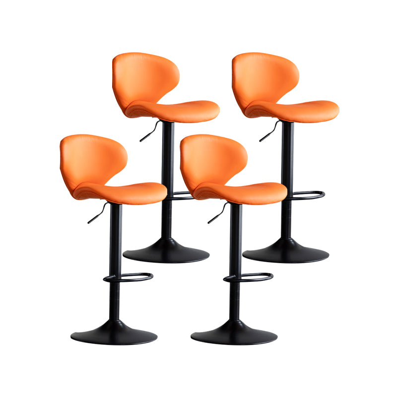 Scandinavian Matte Finish Adjustable Height Swivel Bar Stool Leather Home Stool