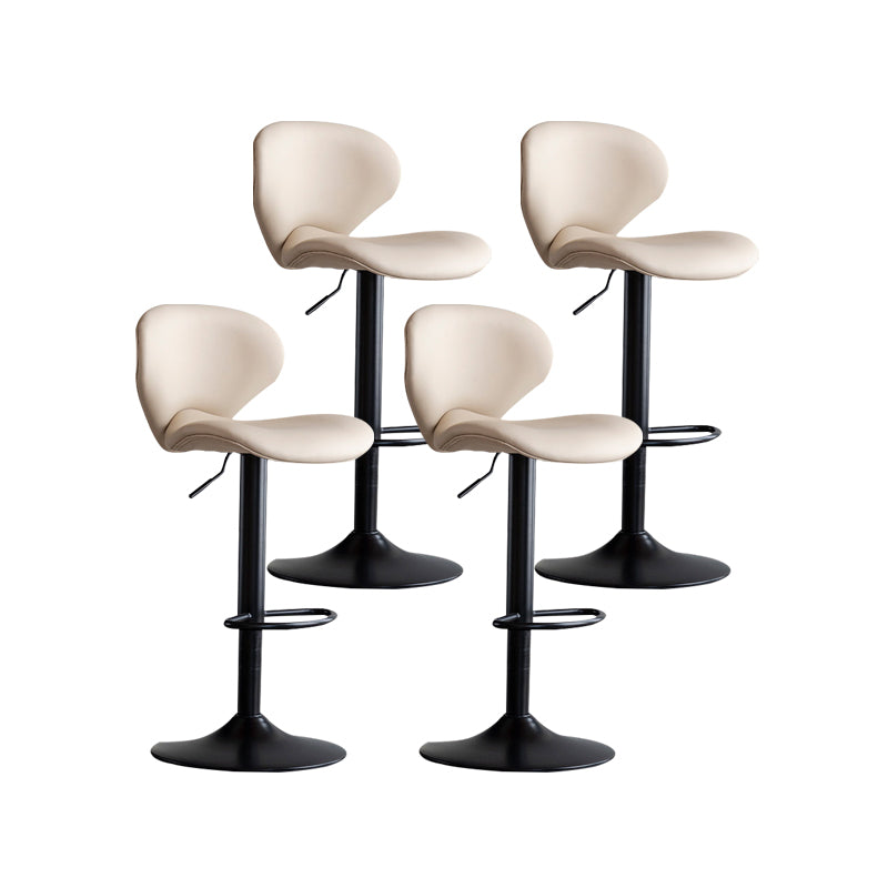 Scandinavian Matte Finish Adjustable Height Swivel Bar Stool Leather Home Stool