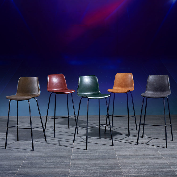 Contemporary Style Bar-stool Leather Counter Bar Stool for Kitchen Bar with Metal Legs