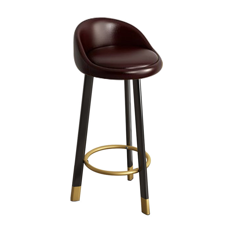 Low Back Footrest Upholstered Home Stool Glam 27-inch Matte Finish Barstool