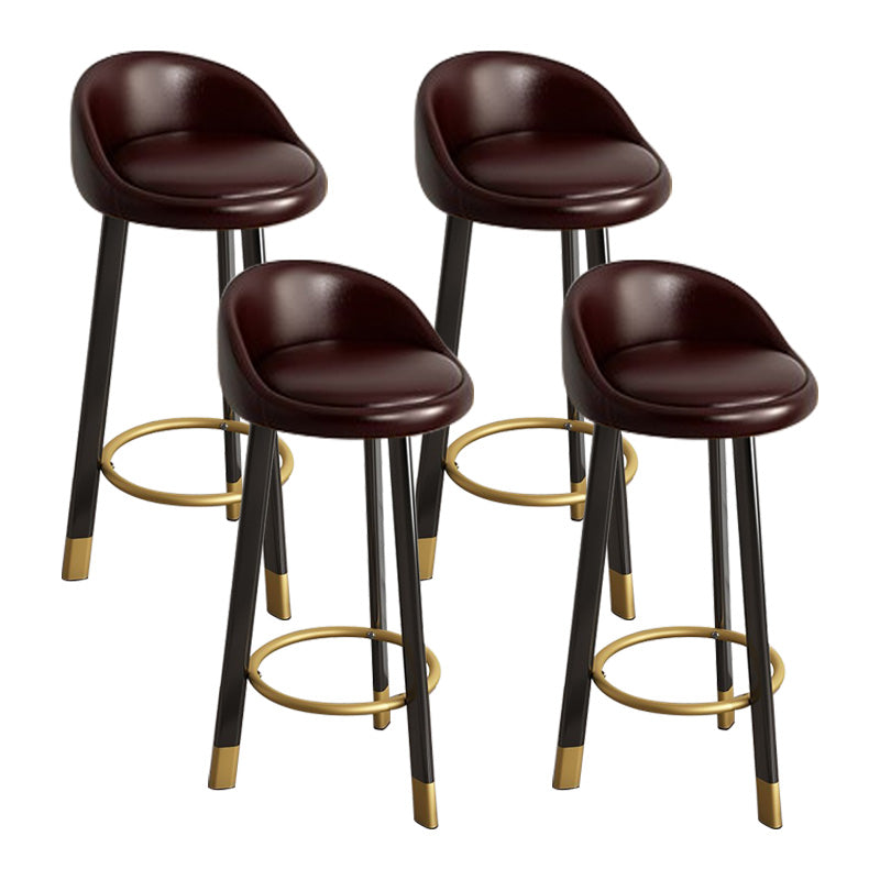 Low Back Footrest Upholstered Home Stool Glam 27-inch Matte Finish Barstool
