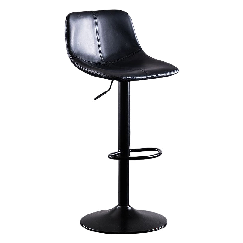 Industrial Bar and Counter Stool Low Back Stool with Pedestal Base in Black