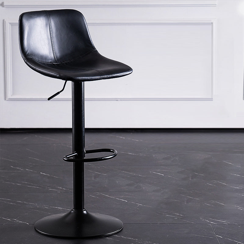 Industrial Bar and Counter Stool Low Back Stool with Pedestal Base in Black