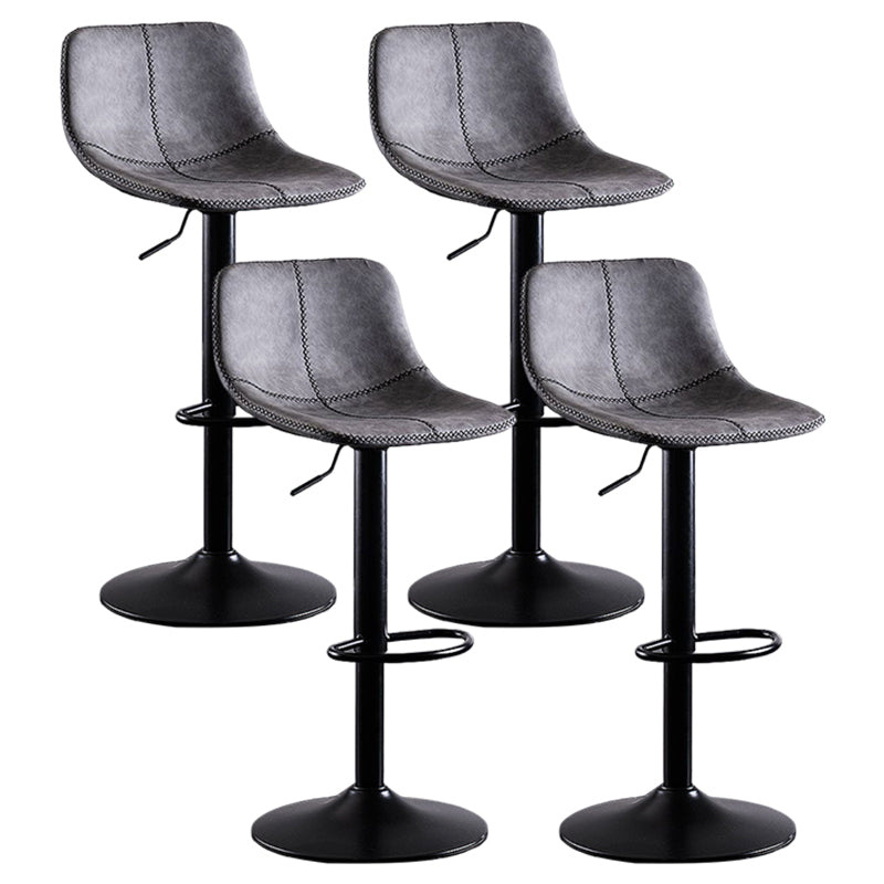 Industrial Bar and Counter Stool Low Back Stool with Pedestal Base in Black