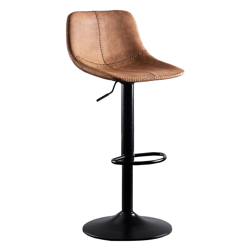 Industrial Bar and Counter Stool Low Back Stool with Pedestal Base in Black