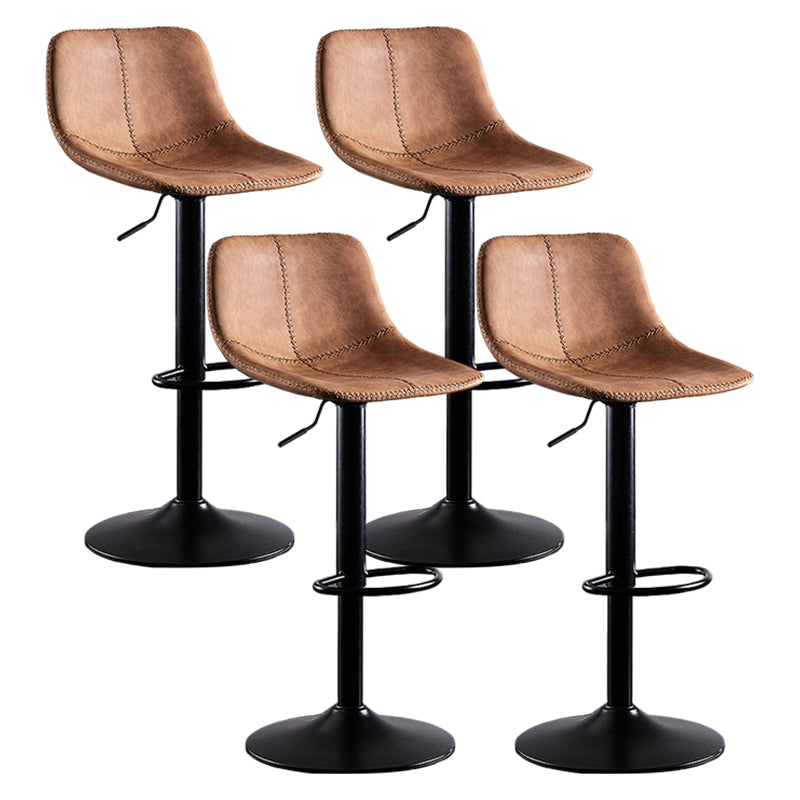 Industrial Bar and Counter Stool Low Back Stool with Pedestal Base in Black