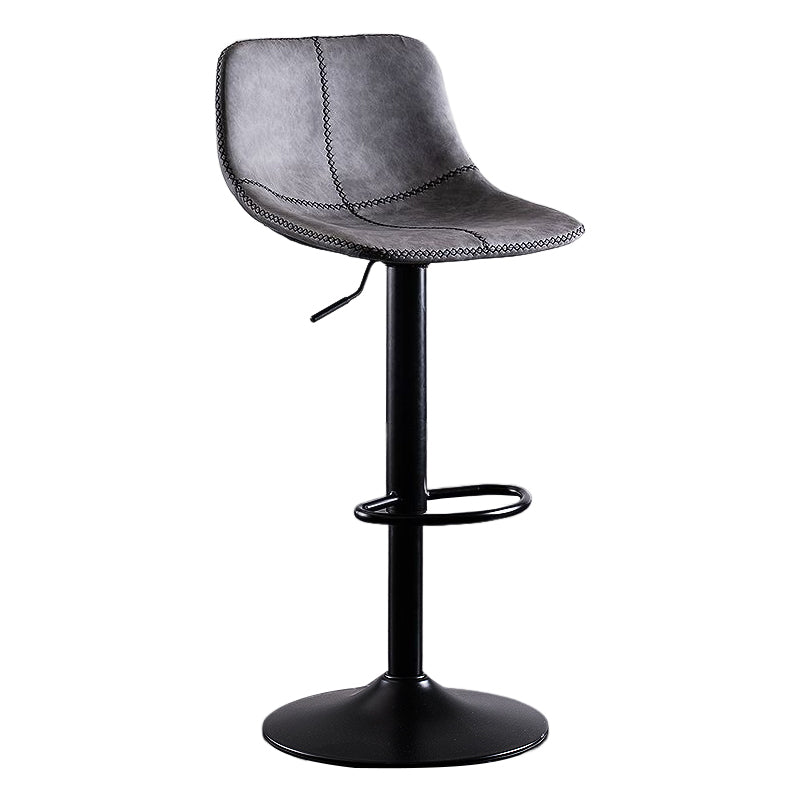 Industrial Bar and Counter Stool Low Back Stool with Pedestal Base in Black