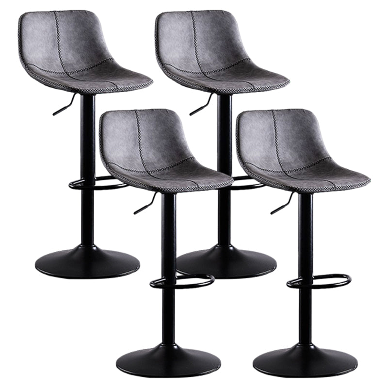 Industrial Bar and Counter Stool Low Back Stool with Pedestal Base in Black