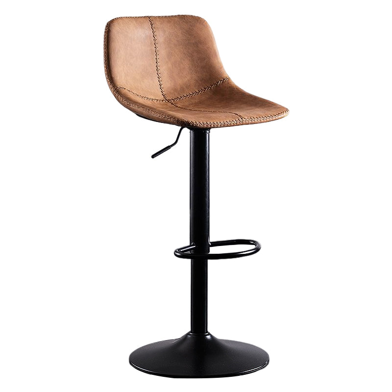 Industrial Bar and Counter Stool Low Back Stool with Pedestal Base in Black