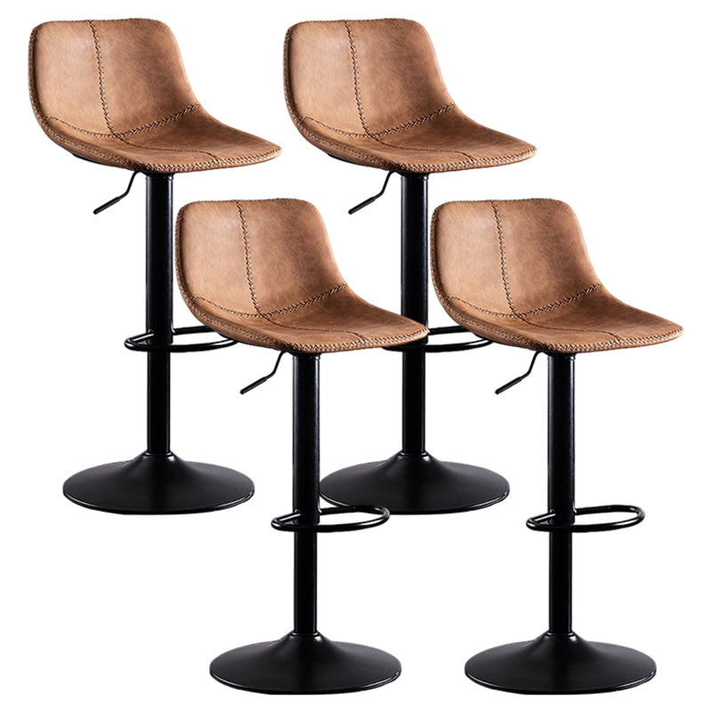 Industrial Bar and Counter Stool Low Back Stool with Pedestal Base in Black