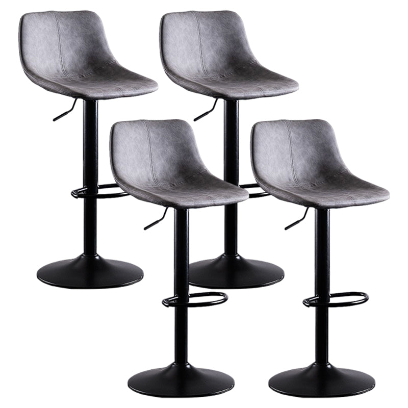 Industrial Bar and Counter Stool Low Back Stool with Pedestal Base in Black
