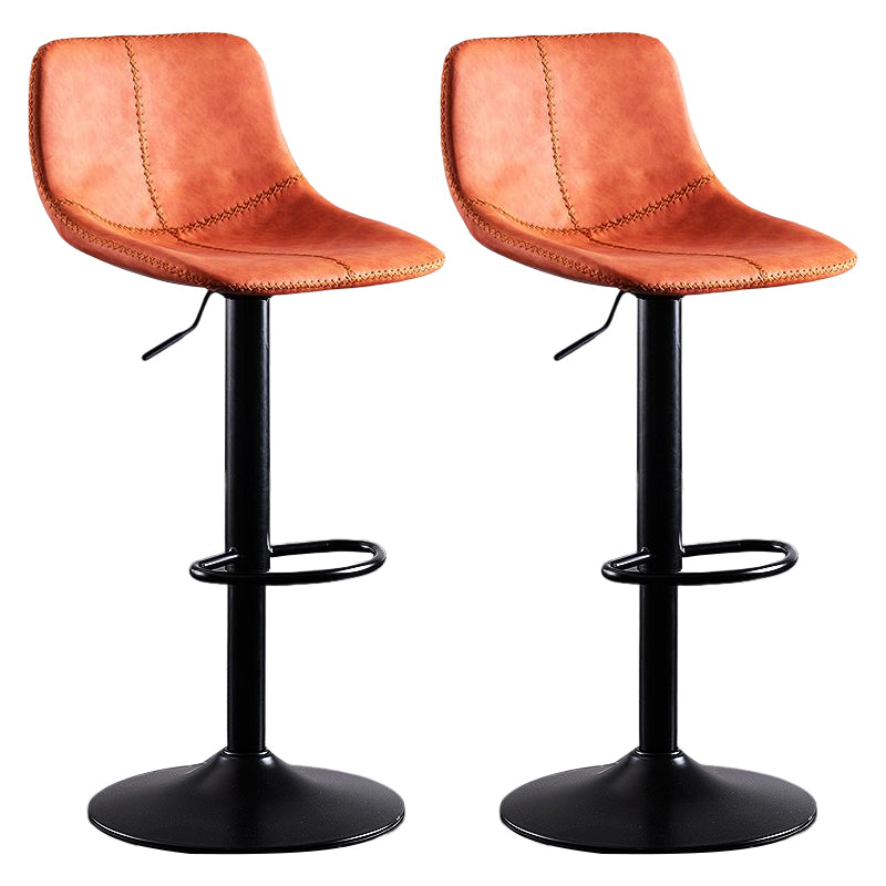 Industrial Bar and Counter Stool Low Back Stool with Pedestal Base in Black