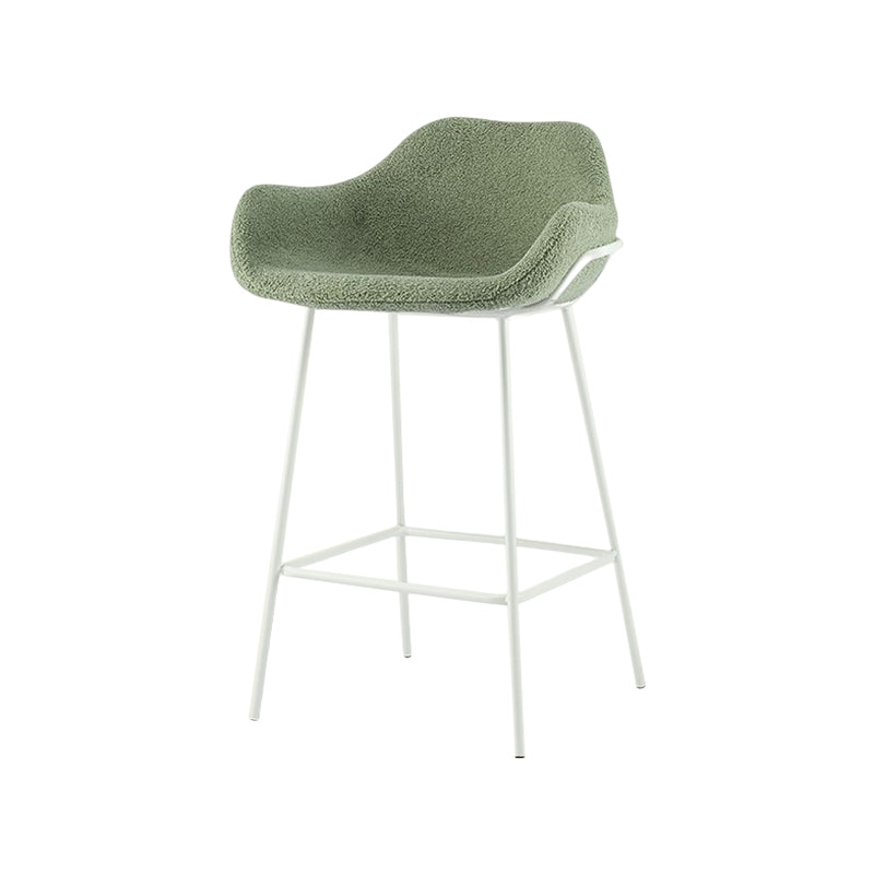 Scandinavian Upholstered Armed Bar Stool Matte Finish Footrest Home Stool