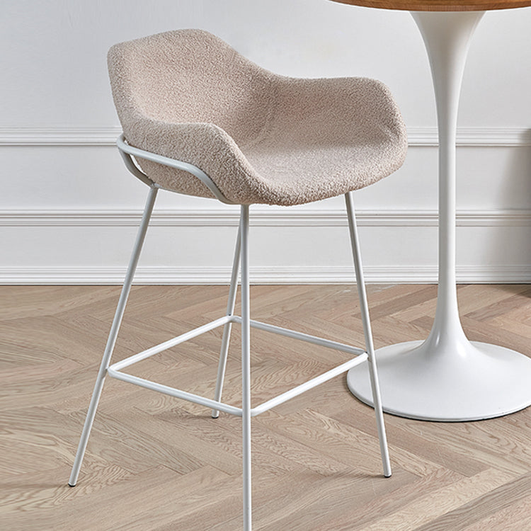 Scandinavian Upholstered Armed Bar Stool Matte Finish Footrest Home Stool