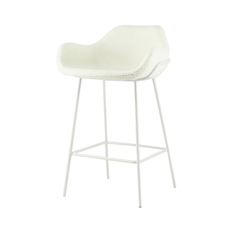 Scandinavian Upholstered Armed Bar Stool Matte Finish Footrest Home Stool