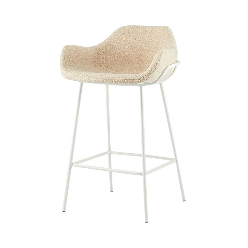 Scandinavian Upholstered Armed Bar Stool Matte Finish Footrest Home Stool