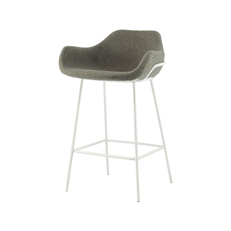 Scandinavian Upholstered Armed Bar Stool Matte Finish Footrest Home Stool