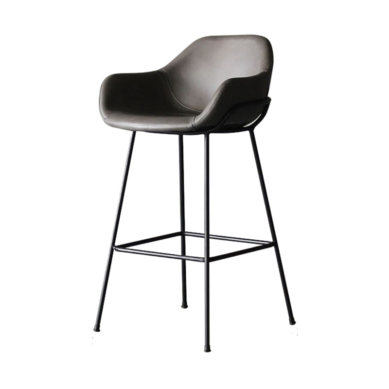Scandinavian Upholstered Armed Bar Stool Matte Finish Footrest Home Stool