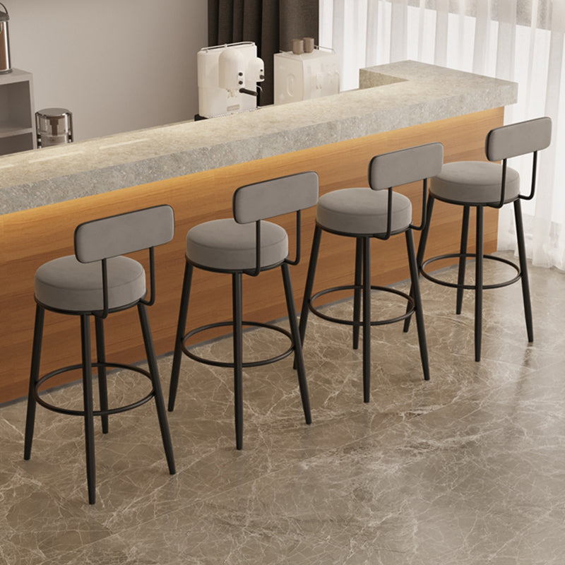 Scandinavian Velvet Footrest Bar Stool Matte Finish Low Back Home Stool