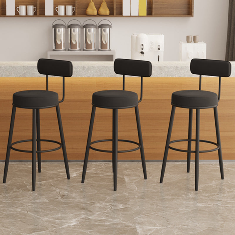 Scandinavian Velvet Footrest Bar Stool Matte Finish Low Back Home Stool
